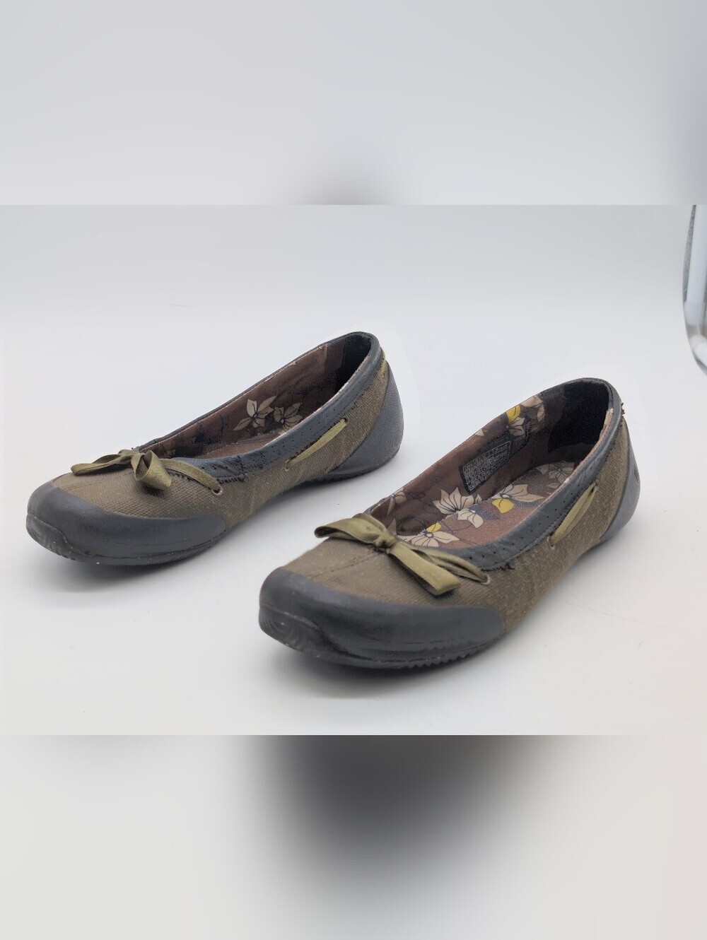 Teva Cerella Eco Canvas Sport Ballet Flats Olive Brown Floral Size 8.5